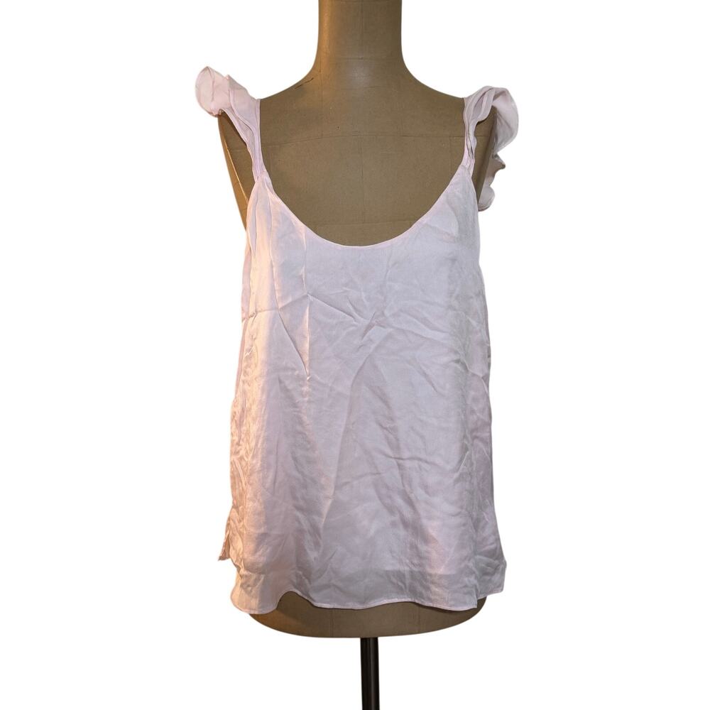 CAMI NYC Cami Light Pink 100% Silk Ruffle Strap Tank size Medium
